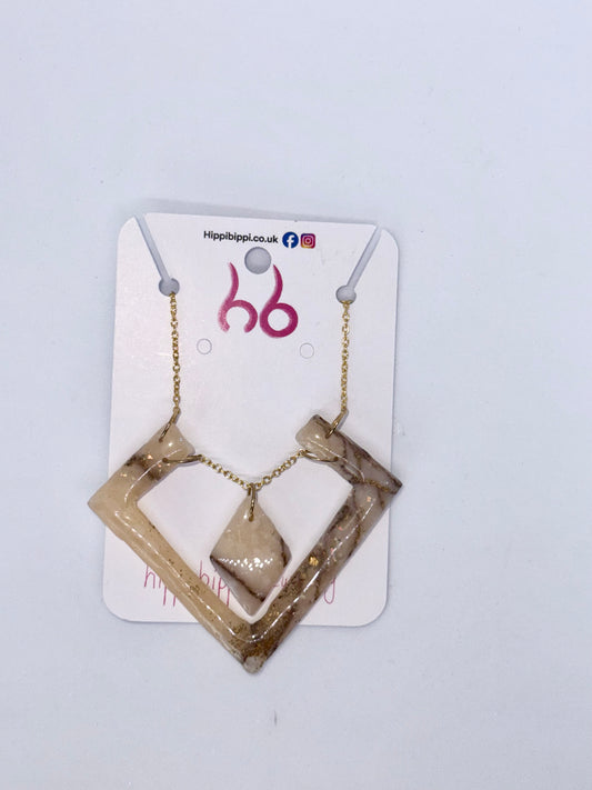 Abstract Faux Gold Quartz pendant Necklace